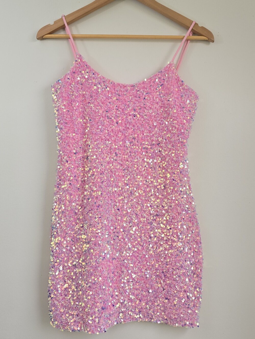 Lucy In The Sky Pink Sequin Mini Dress Size M Y2K Hoco Homecoming Dress - Picture 3 of 7
